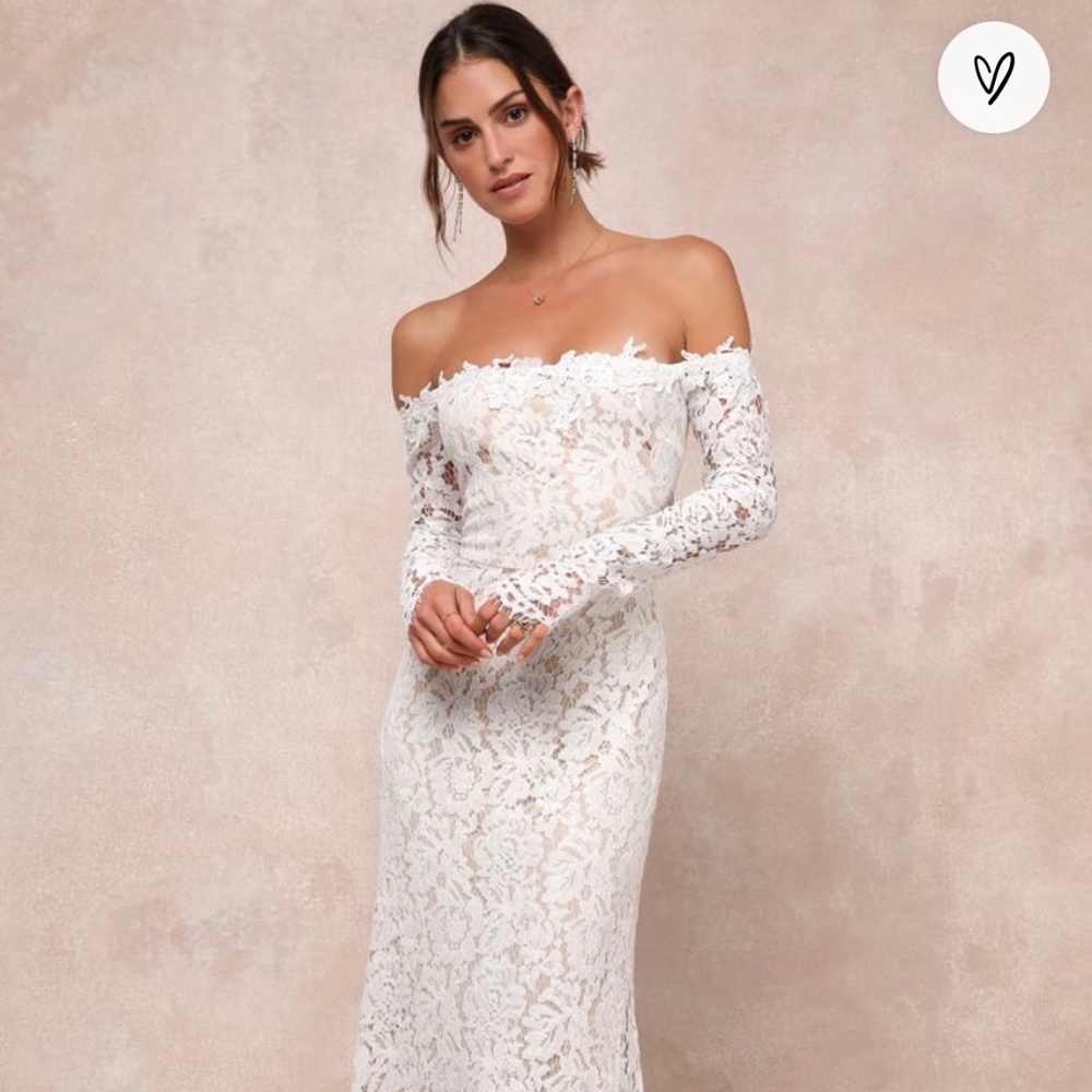White Lace Off-the-Shoulder Maxi Dress